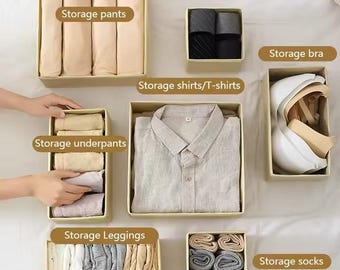 Faltbares Schubladen-Organizer-Set | Unterwäsche, Socken, BH-Schrank-Boxen