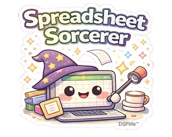 Spreadsheet Sorcerer Sticker | Excel Humor Vinyl Decal | Office Nerd Gift | Data Analyst Accountant Laptop Sticker DSPlife