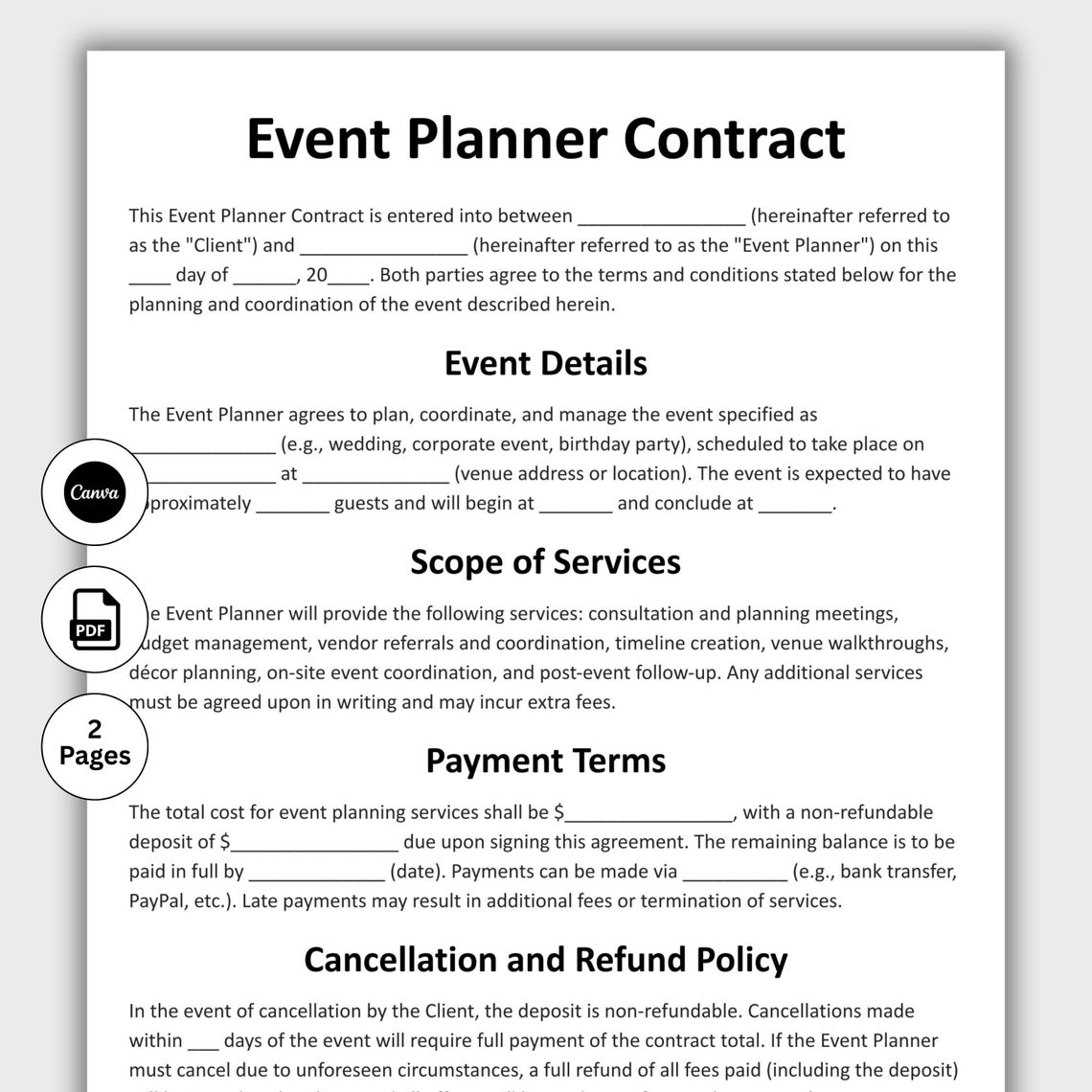 Event Management Client Form.pdf Event Planner Contract, Customizable Event Planner Client Form Template ...