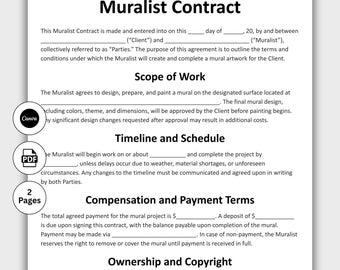One Page Artist Commission Contract, Editable Agreement for Art Commissions Form Template Canva, Printable Artwork Contract Digital Download