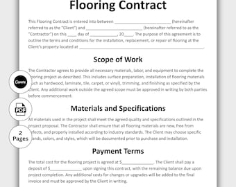 Flooring Contract, Customizable Flooring Installation Form Template, Printable Home Renovation Service Agreement Instant Digital Download