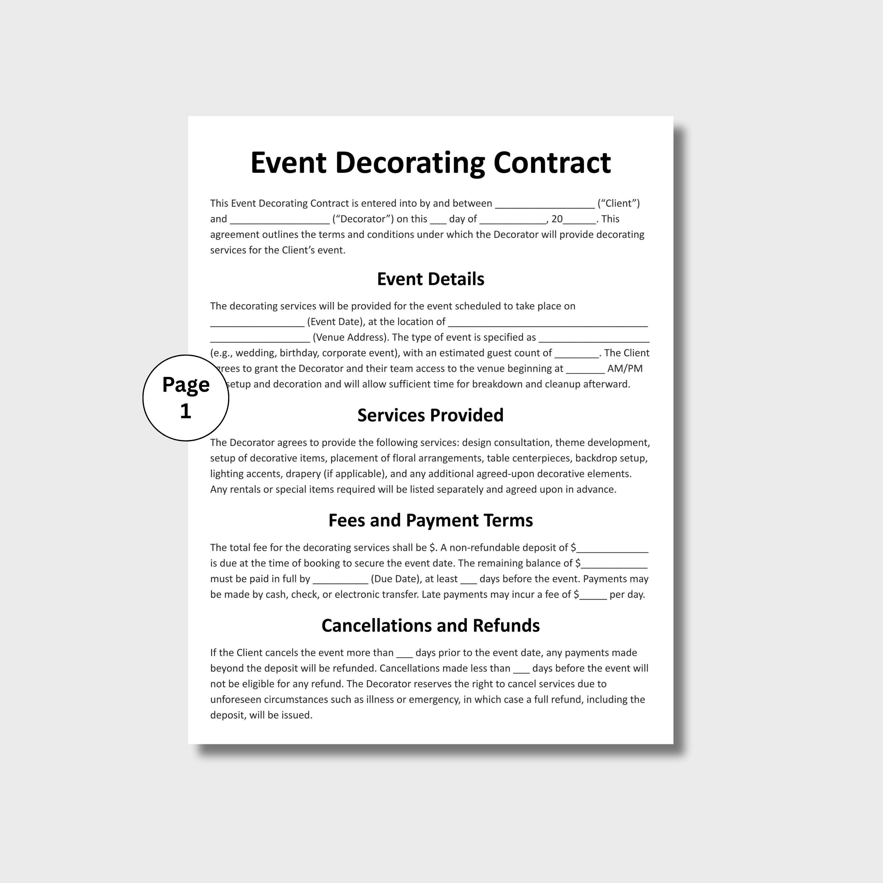 Image 3 for Event Decorator Contract Template