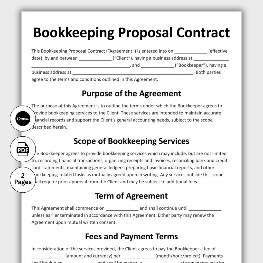 Bookkeeping Proposal Contract, Customizable Bookkeeping Client ...