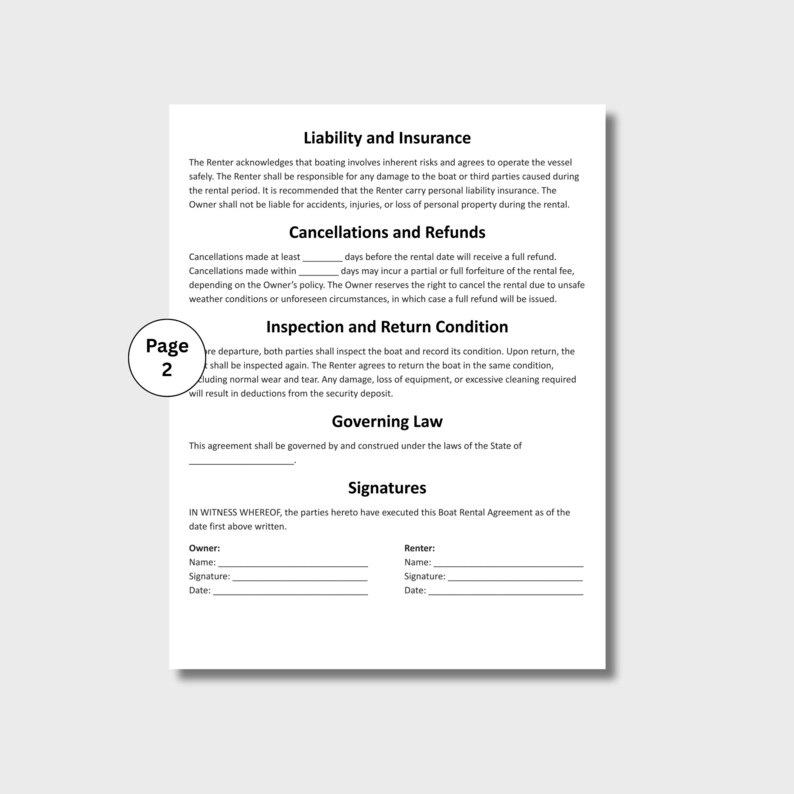 Boat Rental Agreement, Customizable Marina Rental Contract Form ...