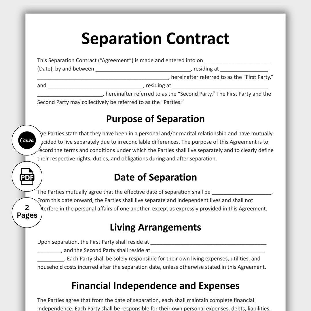 Image 6 for Separation Financial Agreement Template