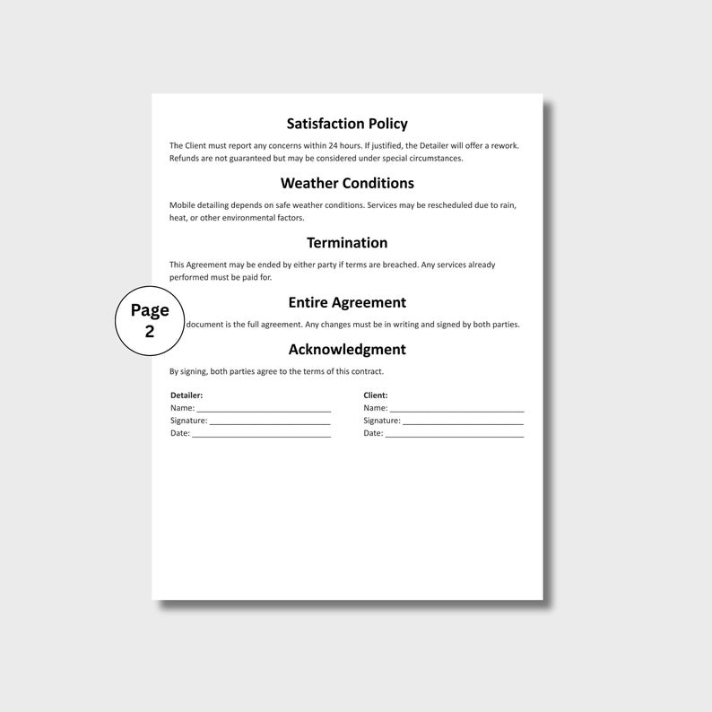 Car Detailing Contract, Customizable Auto Detailing Agreement Form ...