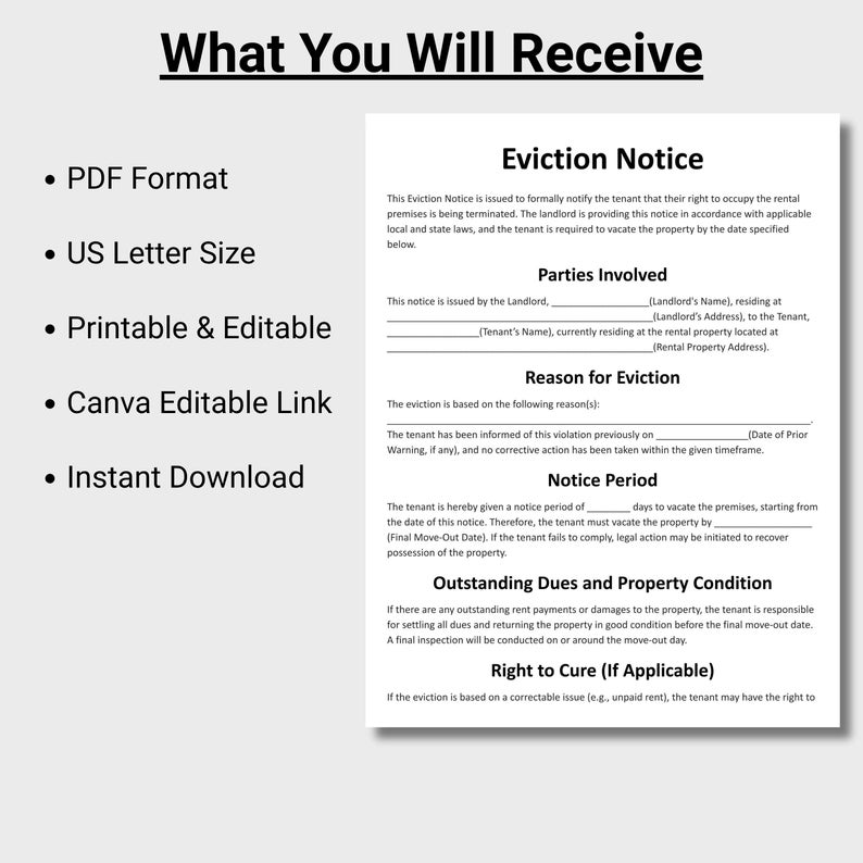 Eviction Notice, Customizable Lease Termination Form Template ...