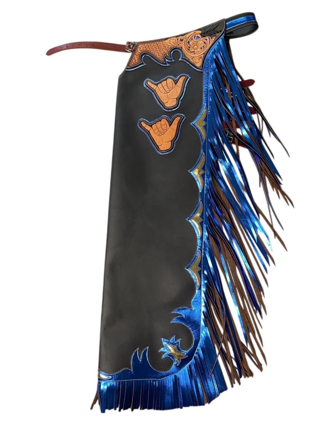 Hand-tooled Leather Rodeo Chaps | Custom Western Chaps | Fringe Bull ...