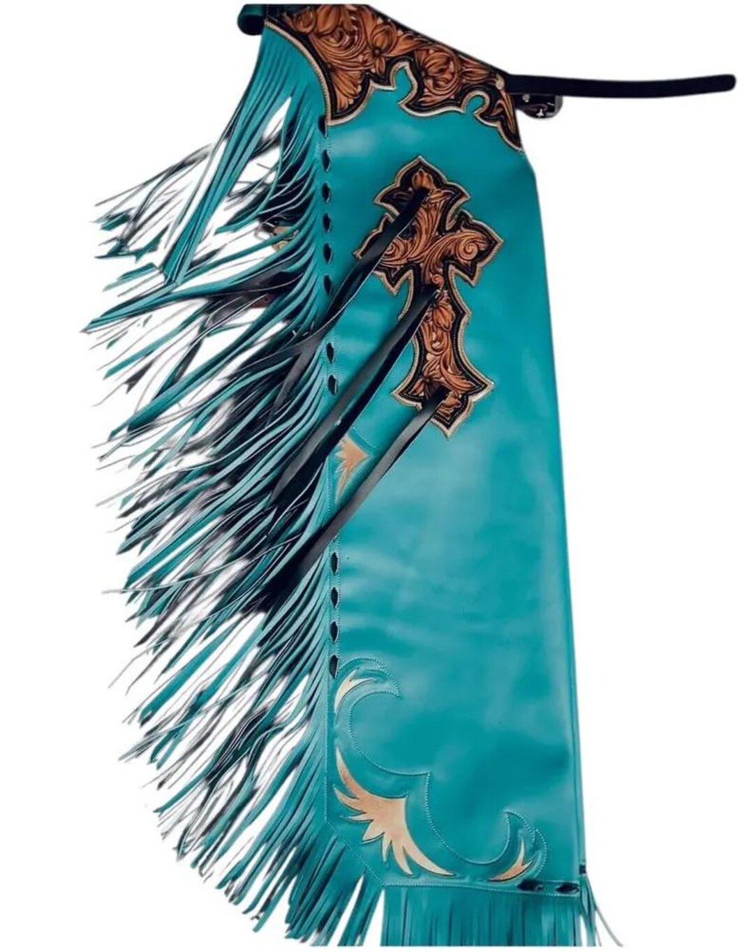 Hand-tooled Leather Rodeo Chaps | Custom Western Chaps | Fringe Bull ...