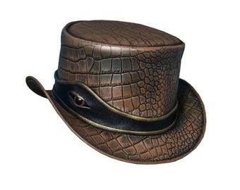 Handmade Genuine Leather Steampunk Top Hat - Retro Costume Hat