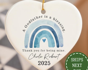 Godfather Ornament Personalized,A Godfather Is a Blessing Glass Ornament,Baptism Gift for Godfather,Christening Keepsake,Thank You Ornament