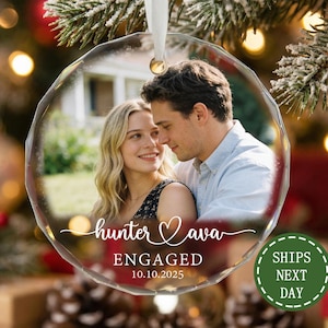 Custom Photo Glass Ornament,Personalized Couple Keepsake,Engagement Memory Gift,First Christmas as Mr&Mrs,Newly Engaged Gift,Wedding Gift23