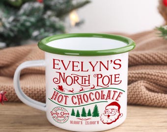 Personalized Children’s Christmas Mug,Custom Children's Hot Chocolate Mug,Enamel Camping Mug,Christmas Eve Box Filler,Christmas Mug for Kids