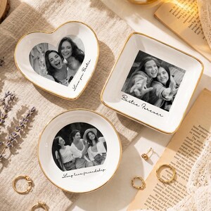 Custom Photo Trinket Dish, Personalized Jewelry Tray, Best Friend Gift, Bridesmaid Ring Dish, Ceramic Keepsake Dish