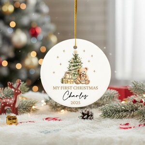 Personalized Baby Christmas Ornament,Christmas Ceramic Ornament,Ceramic Keepsake,Baby's 1st 2nd 3rd Christmas,Gift for Kids,Xmas Ornament image 10