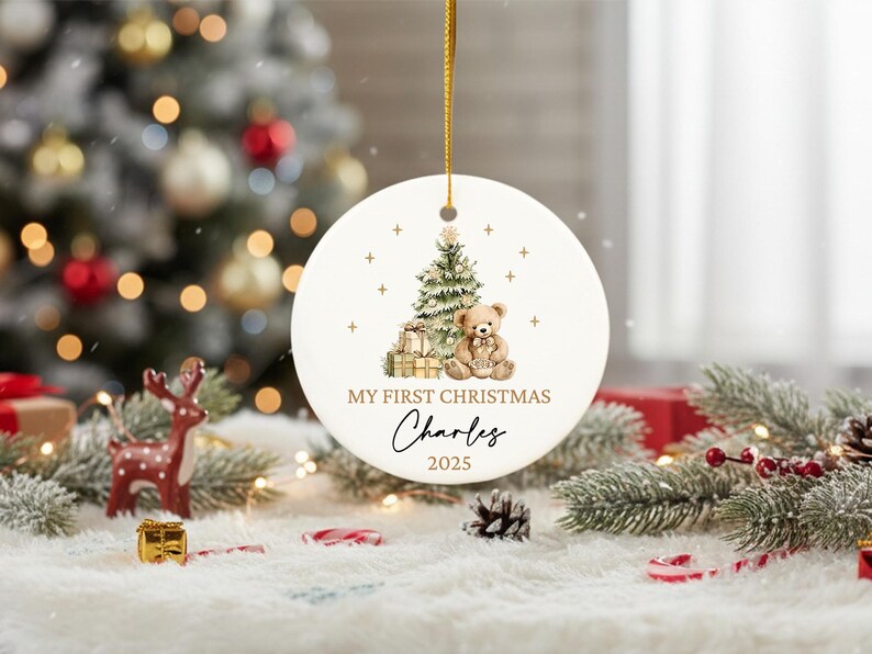Personalized Baby Christmas Ornament,Christmas Ceramic Ornament,Ceramic Keepsake,Baby's 1st 2nd 3rd Christmas,Gift for Kids,Xmas Ornament image 10