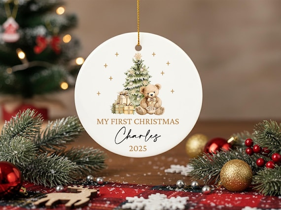 Personalized Baby Christmas Ornament,Christmas Ceramic Ornament,Ceramic Keepsake,Baby's 1st 2nd 3rd Christmas,Gift for Kids,Xmas Ornament
