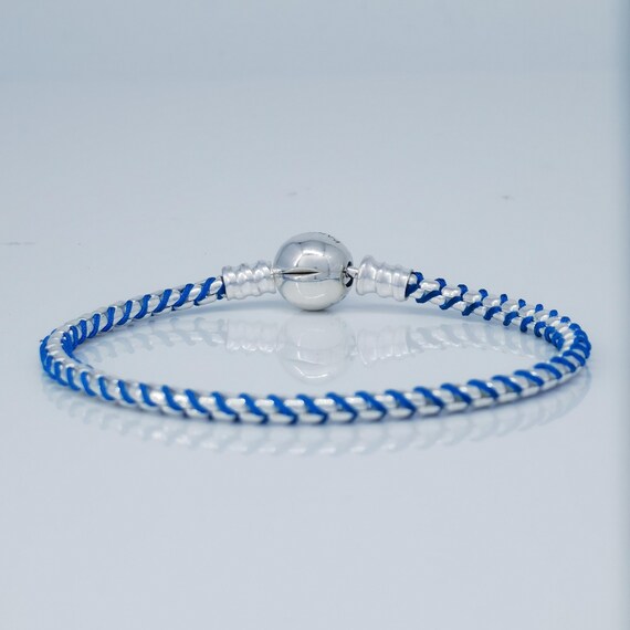 Sterling Silver Pandora Blue Cord Snake Chain Bracelet Summer
