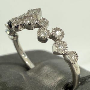 18K White Gold Diamond Milgrain Band – 0.22ctw GH SI Natural Diamonds, Bezel Set with Vintage-Inspired Detail, Stackable Ring