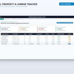 Rental Property Spreadsheet Excel, Airbnb Expense Tracker, Vacation Rental Income & Real Estate Cash Flow Template