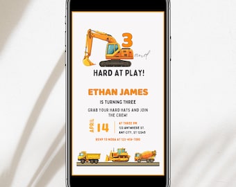 Animated Construction Birthday Evite: Dump Truck Party (Digital Download)