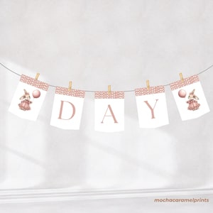 Bunny Happy Birthday Banner: Pink Rabbit Party Decoration (PDF Files Included