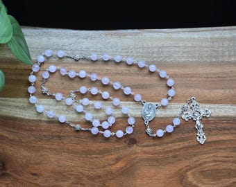 Pink Gemstone St. Peregrine Rosary, Patron Saint of Cancer, Breast Cancer Awareness