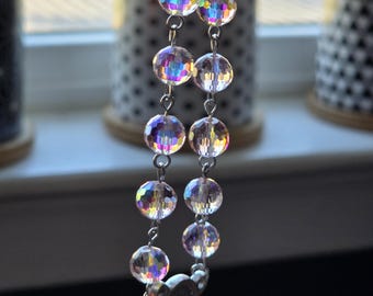 Pink Auto Rosary, AB Faceted Crystal Beads, Choose Your Centerpiece