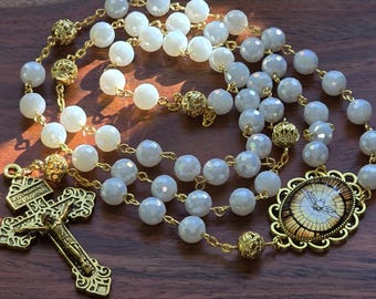 Sparkling White and Gold Holy Spirit Rosary