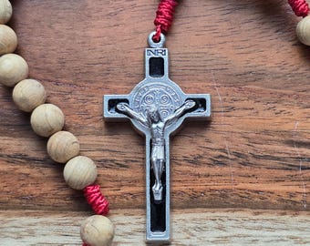 Bamboo St Benedict Rosary, Natural Wood