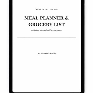 Meal Planner and Grocery List NovaPress Studio