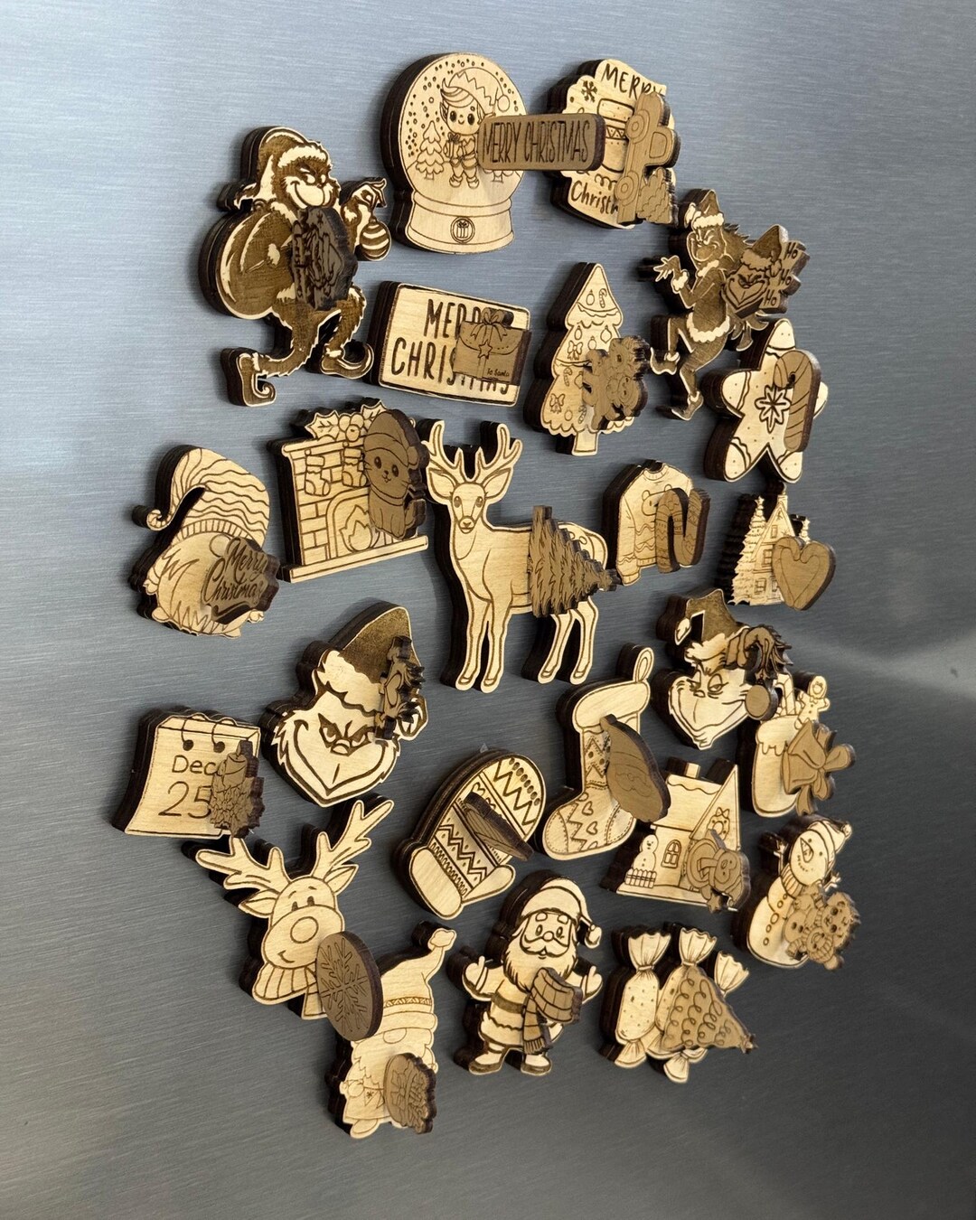 Christmas 3D Fridge Magnet SVG Bundle: Laser Cut Magnetic Clips ...
