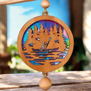 Man in a boat, Suncatcher, Digital File, Repurpose DVD, Laser Cut File - SVG, PDF - Instant Download