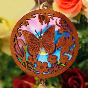 Butterfly SunCatcher, Reflector, CD DVD, recycled, Laser Engraved, CNC Machine