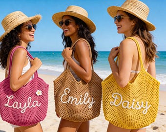 Personalized Beach Tote Bag, Summer Vacation Travel Bag, Bachelorette Gift