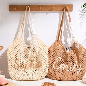 Borsa da spiaggia in paglia personalizzata, borsa da viaggio per le vacanze estive, regalo per addio al nubilato