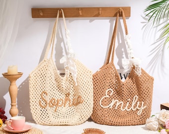 Personalized Beach Tote Bags,Beach Straw Bag,Summer Tote Bag,Bachelorette party gift bag,Gift for her,Summer Travel Bag,Vacation Bag