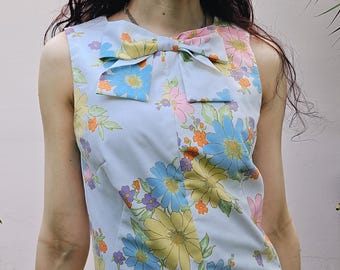 1960s Inspired Mod Floral Print Dress, A-line Mini Dress, Handmade Slow Fashion, Dapper Day Dress, Go-go Style Dress, Vacation Dress