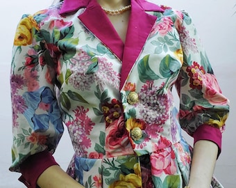 Vestido floral de los años 50, vestido evasé de inspiración vintage, moda lenta hecha a mano, vestido elegante de día, vestido estilo rockabilly retro.
