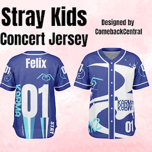 straykids KARMA ユニフォーム　フィリックス Karma Stray Kids Concert Jersey Felix 01 Fan Design Blue and White