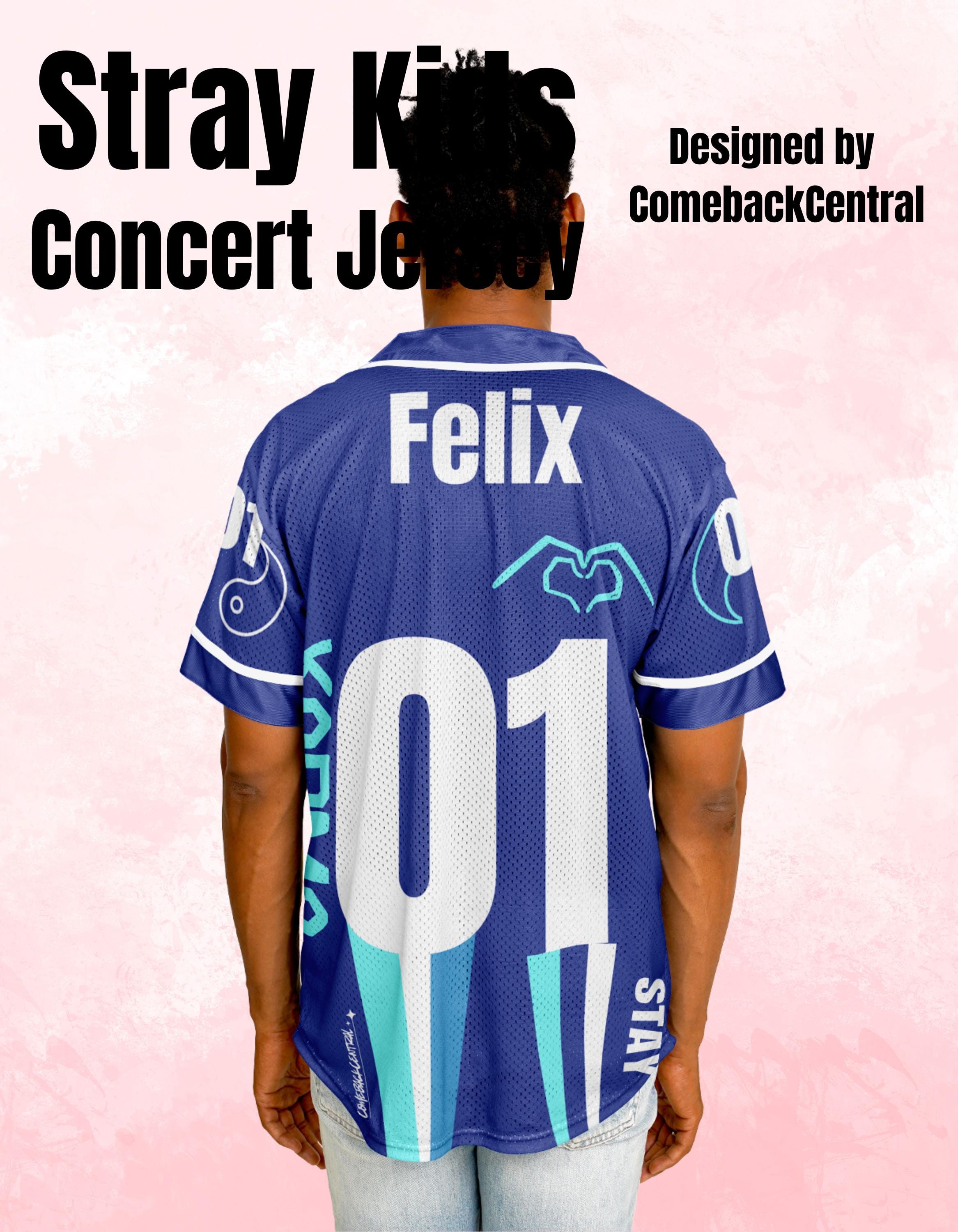 Karma Stray Kids Concert Jersey Felix 01 Fan Design Blue and White
