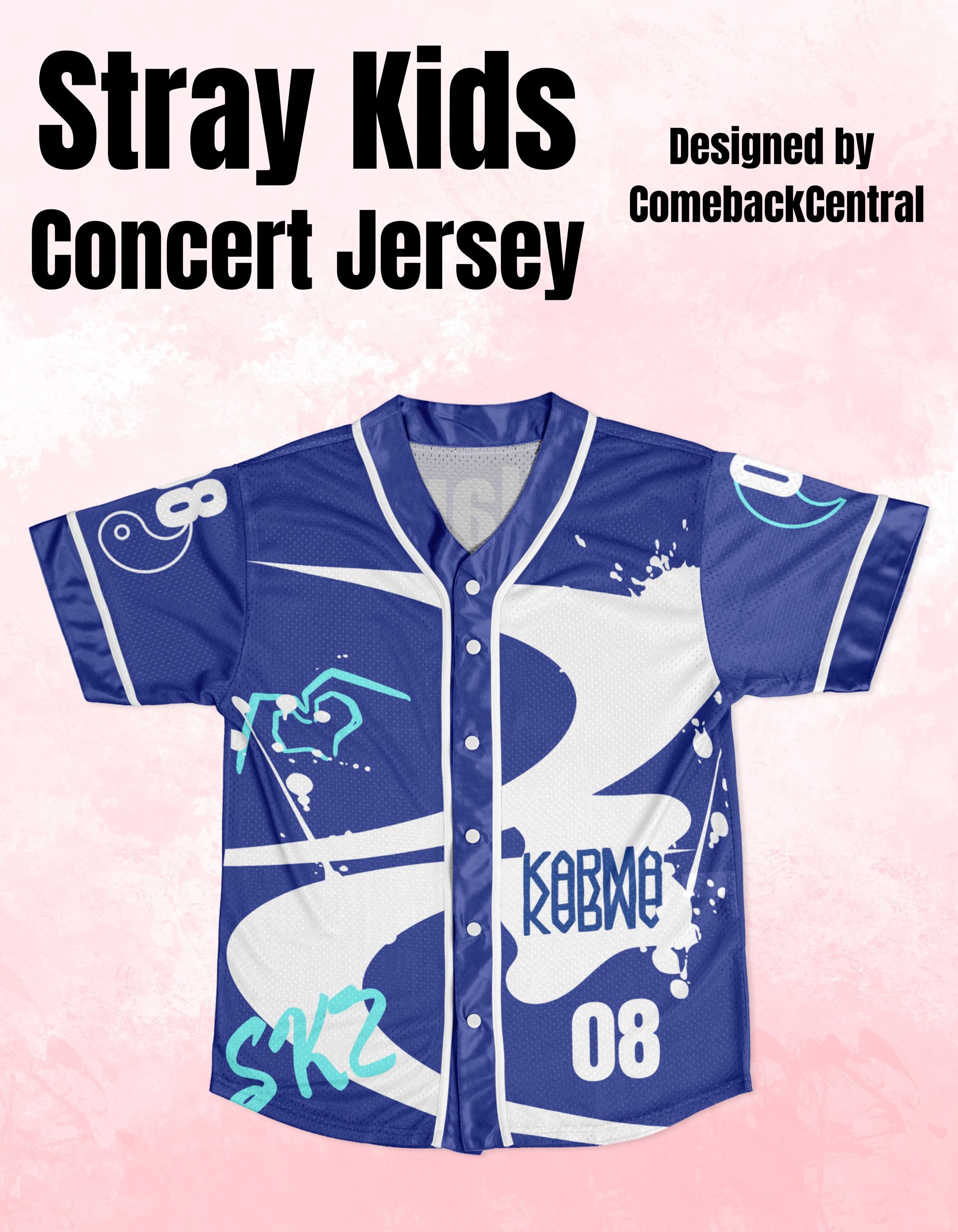 Karma Stray Kids Concert Jersey Han 08 Fan Design Blue and White