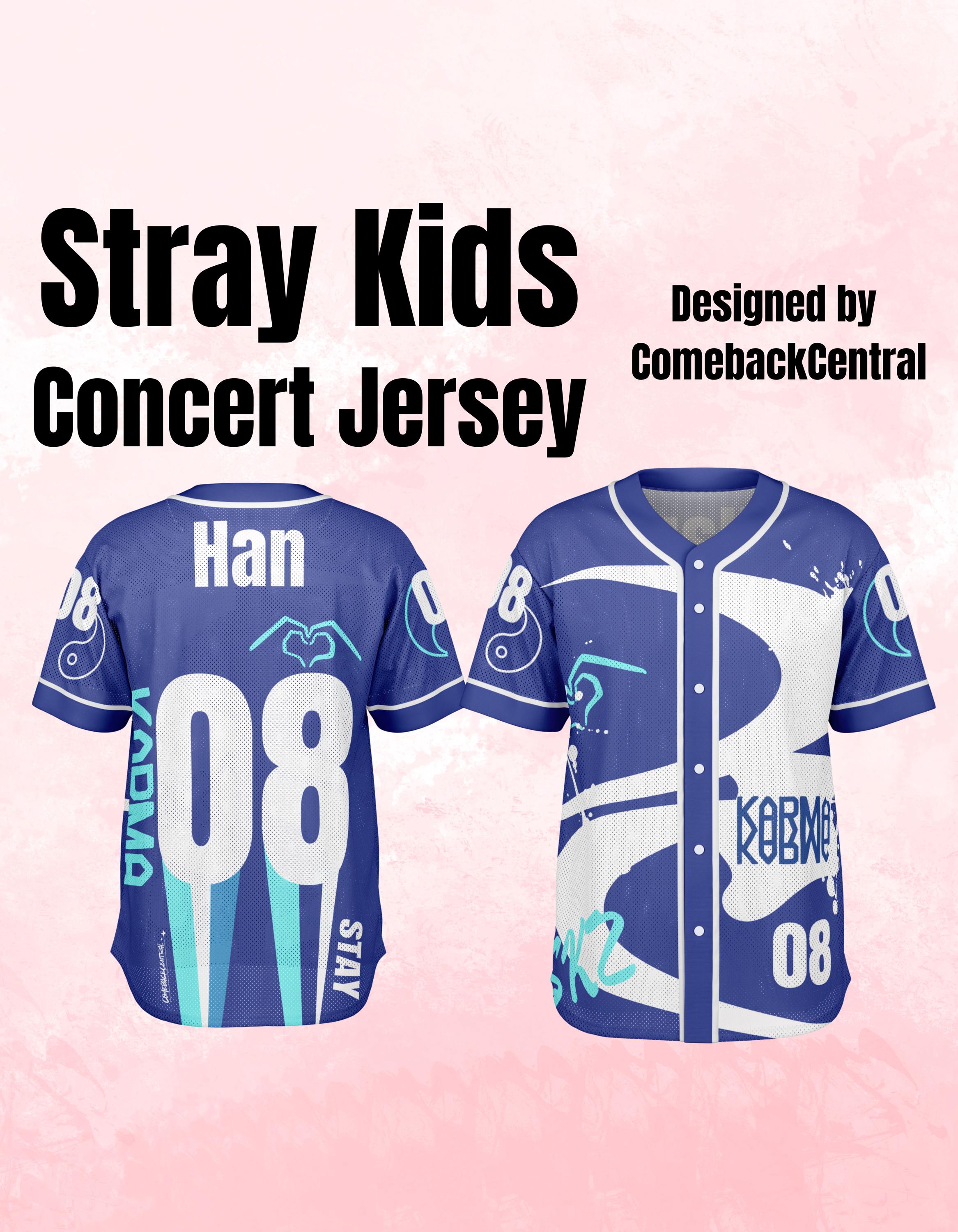 Karma Stray Kids Concert Jersey Han 08 Fan Design Blue and White