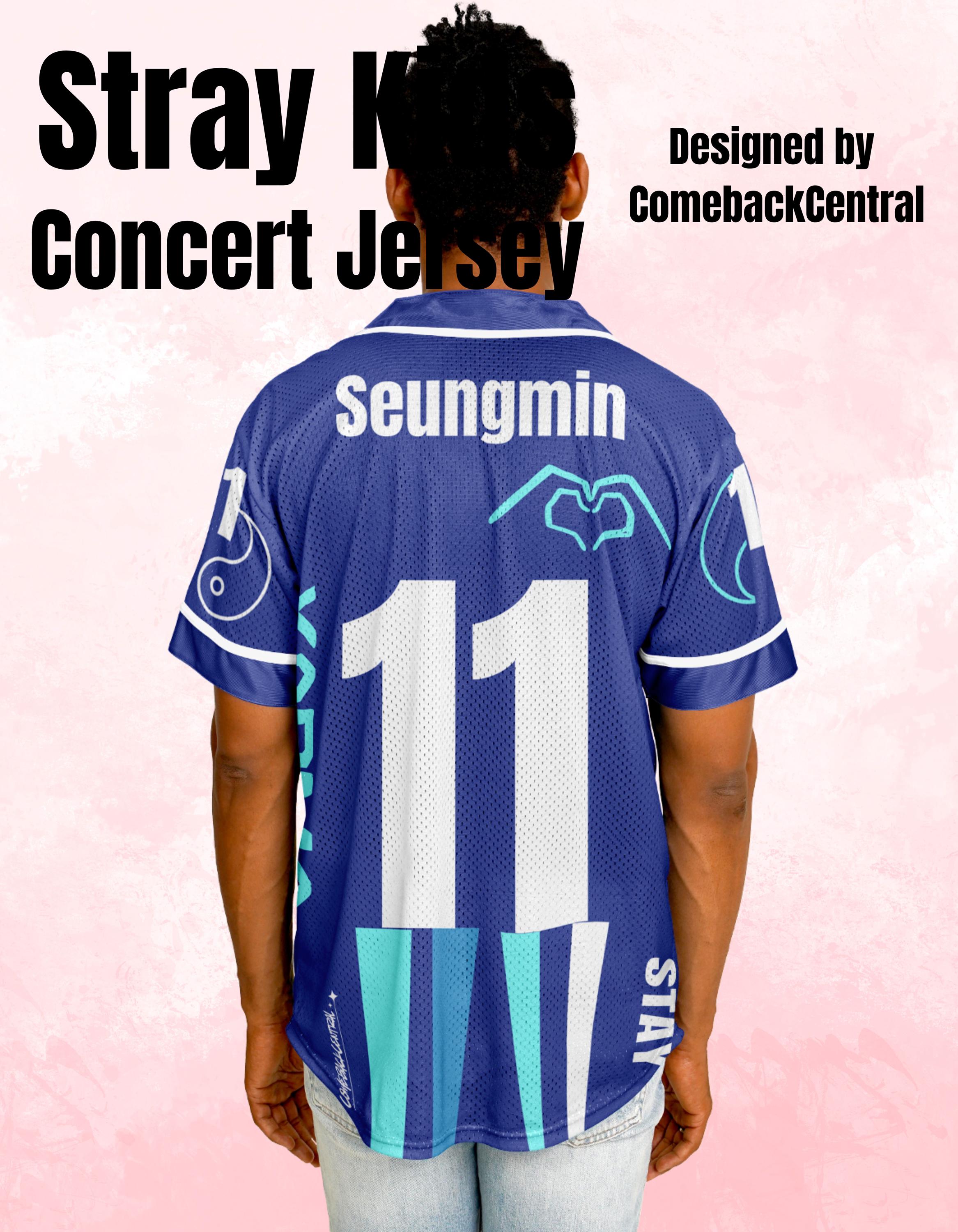 Karma Stray Kids Concert Jersey Seungmin 11 Fan Design Blue and