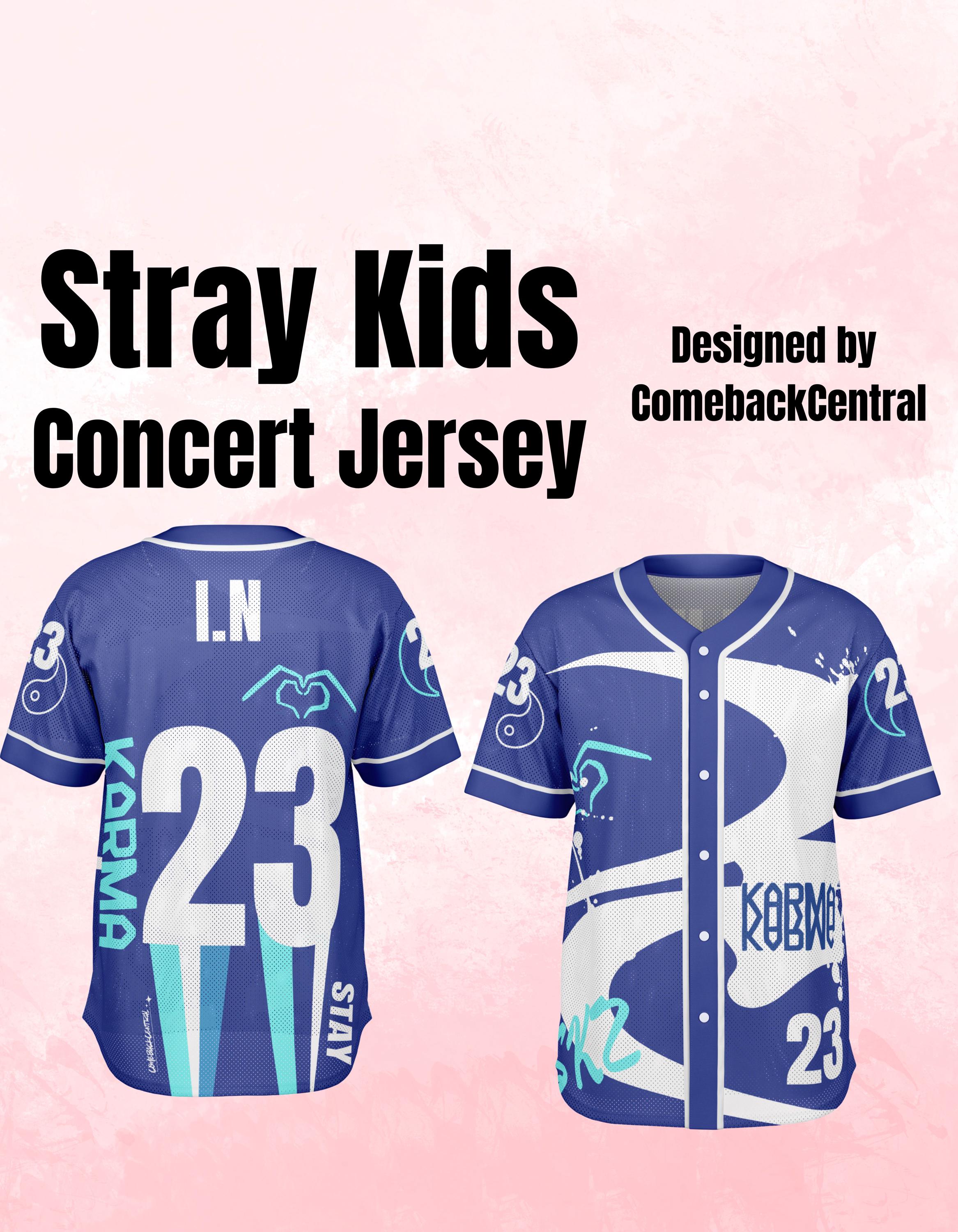 Karma Stray Kids Concert Jersey I.N 23 Fan Design Blue and White
