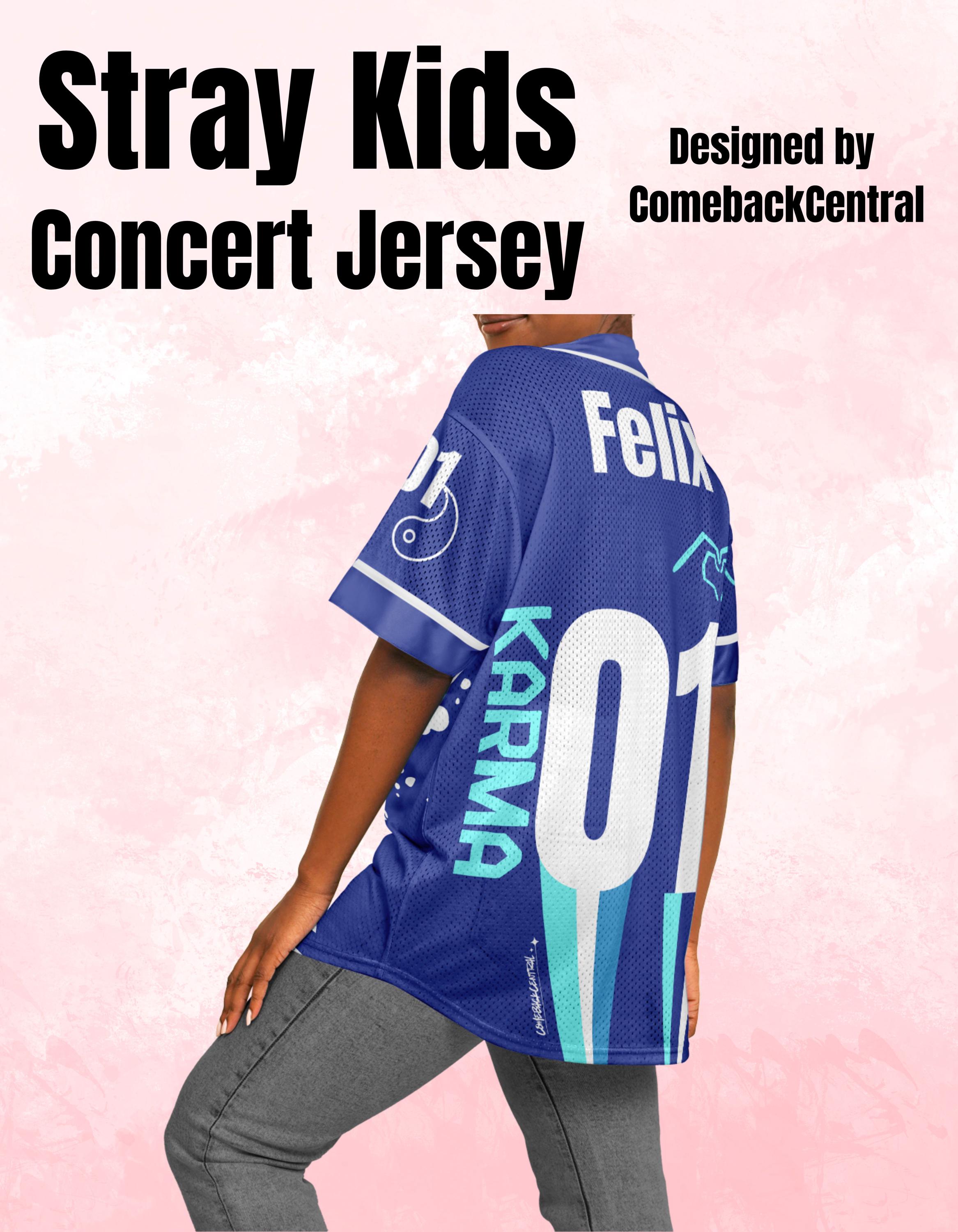 Karma Stray Kids Concert Jersey Felix 01 Fan Design Blue and White