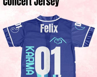Karma Stray Kids Concert Jersey Felix 01 Fan Design Blue and White