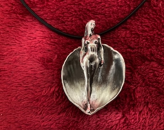 Sculpted Art Birth of Venus solid Sterling silver heavy pendant custom and one of a kind