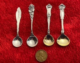 Vintage Floral pattern Sterling silver open salt spoon choice