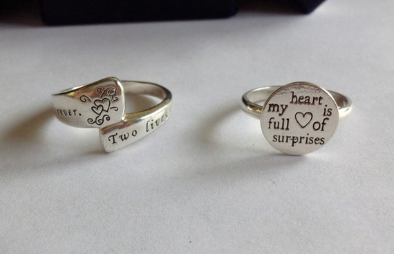 Retro solid sterling silver Ring set message ring… - image 1
